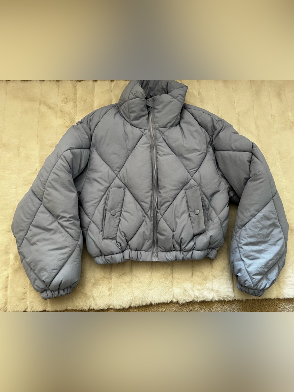 Garage Puffer Quilted Jacket in Baby Blue